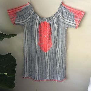 Off the Shoulder Stripped Beach Cover-Up